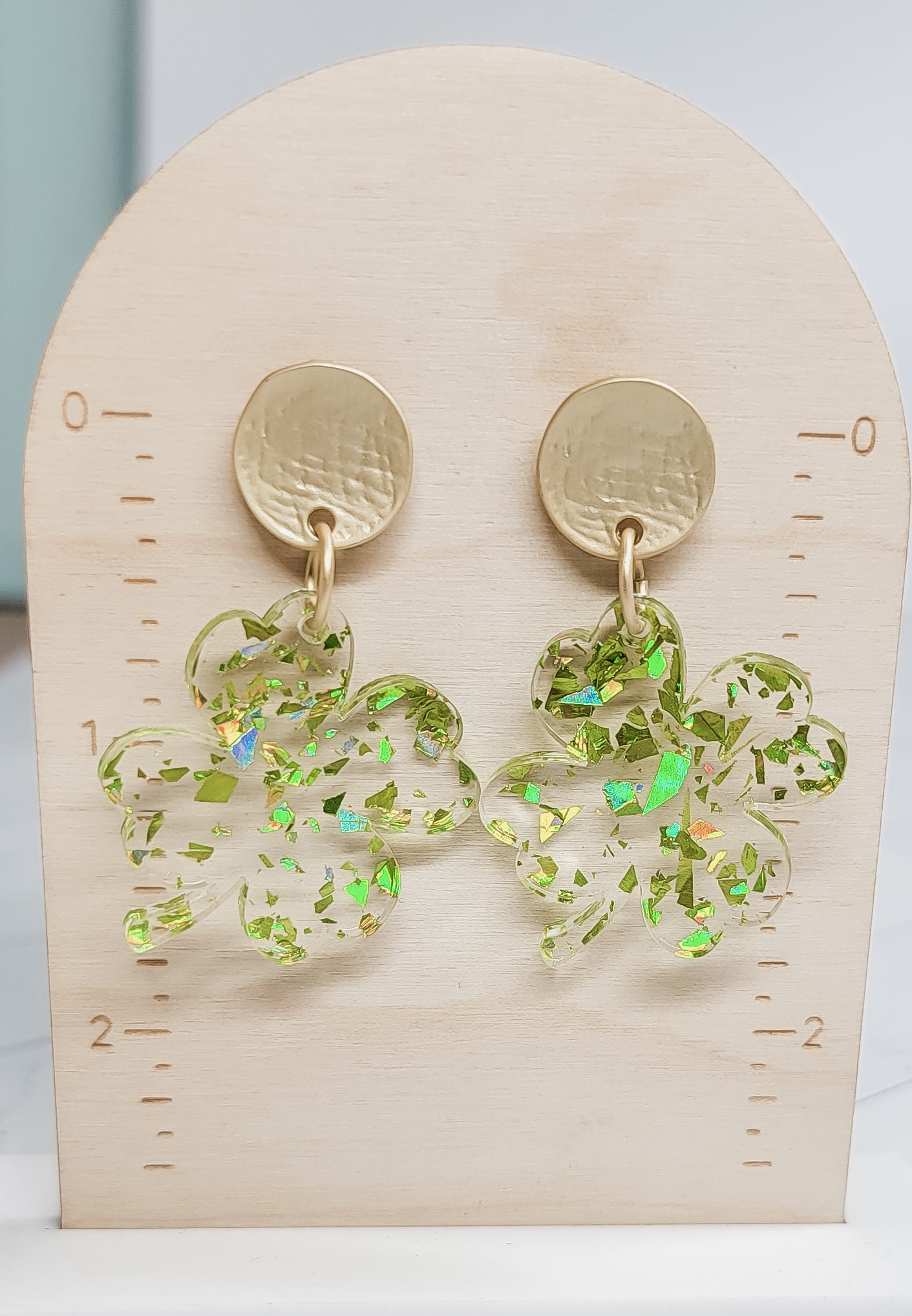 Glitter Flake Shamrock Earrings