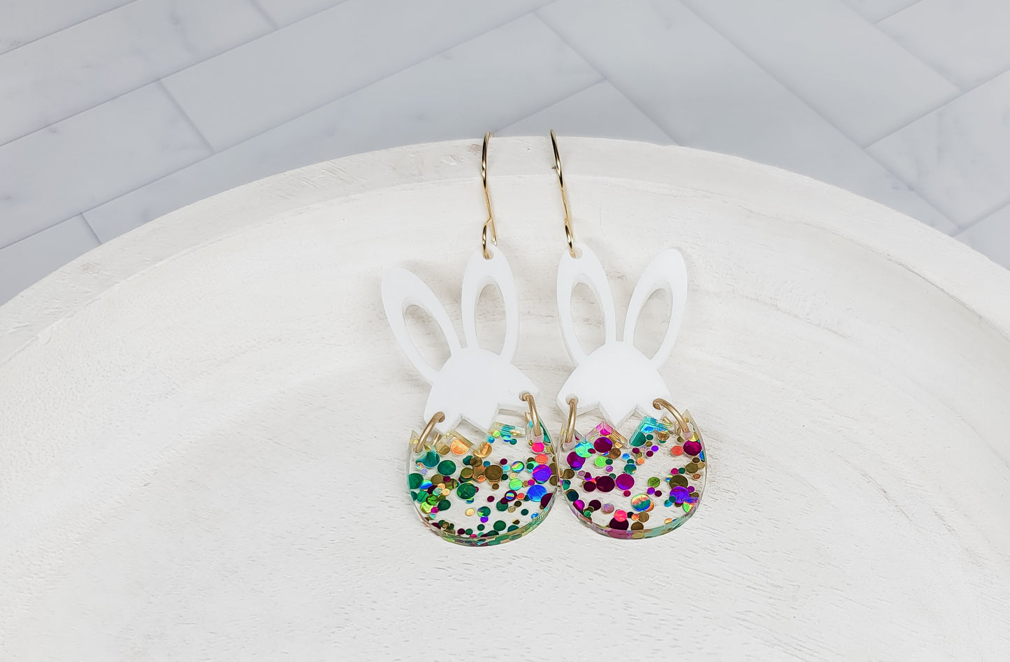 Dot Confetti Bunny Earrings