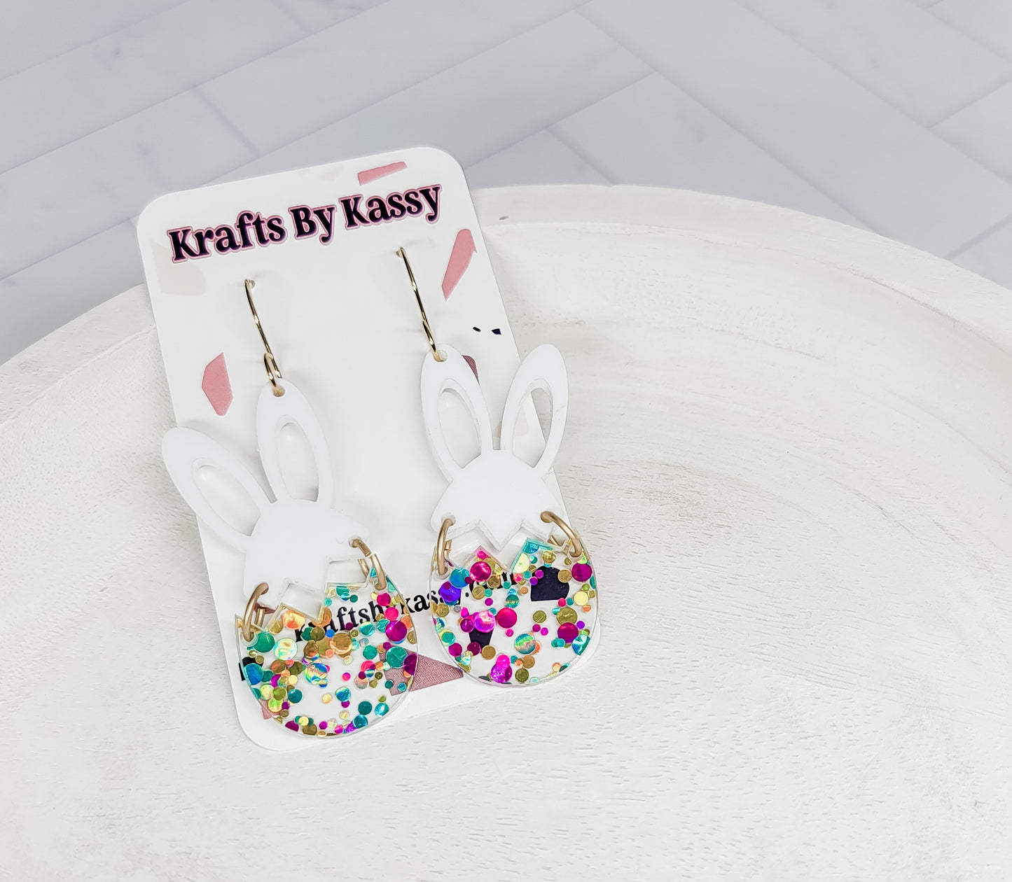 Dot Confetti Bunny Earrings