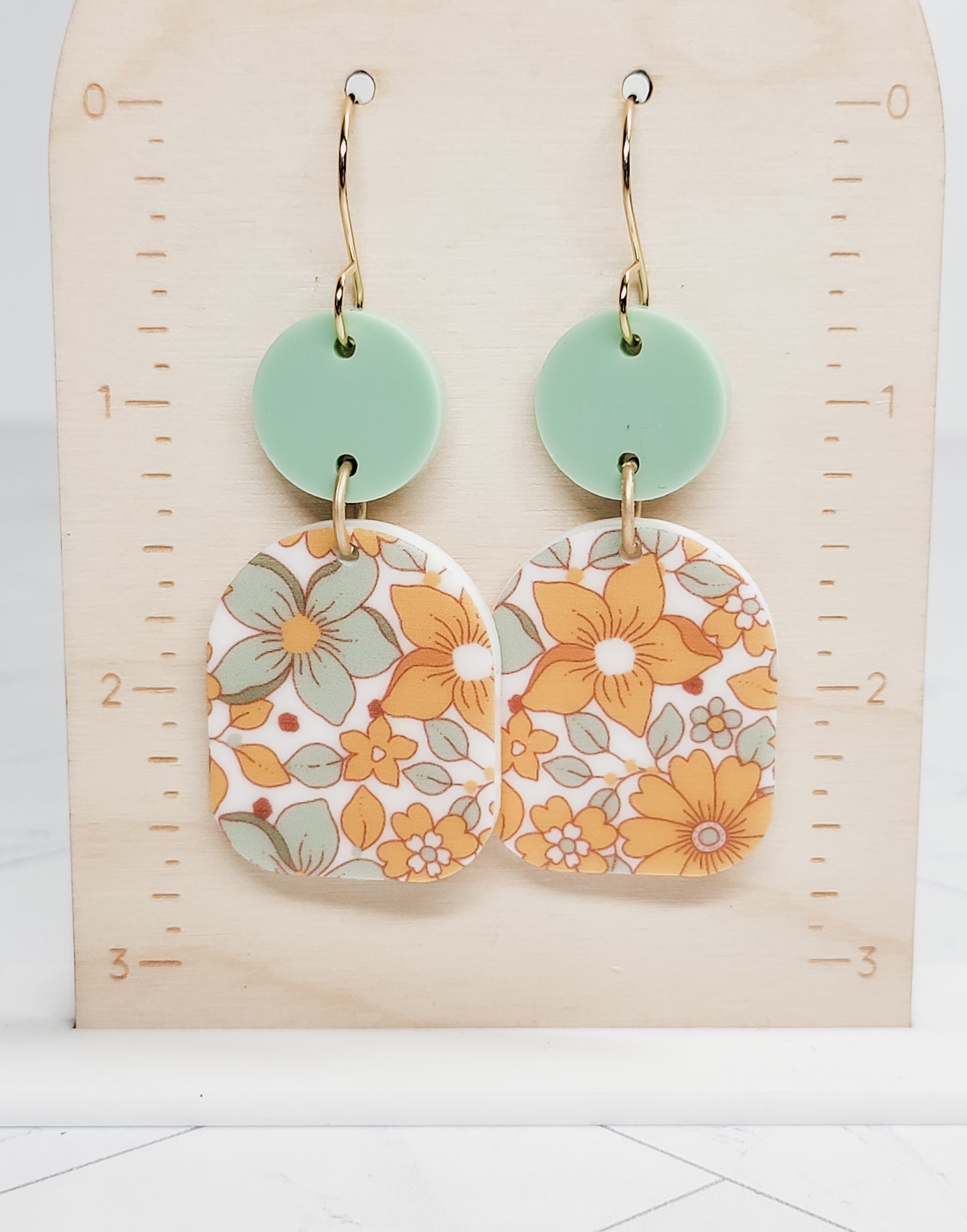 Round Arched Boho Floral Design Earrings