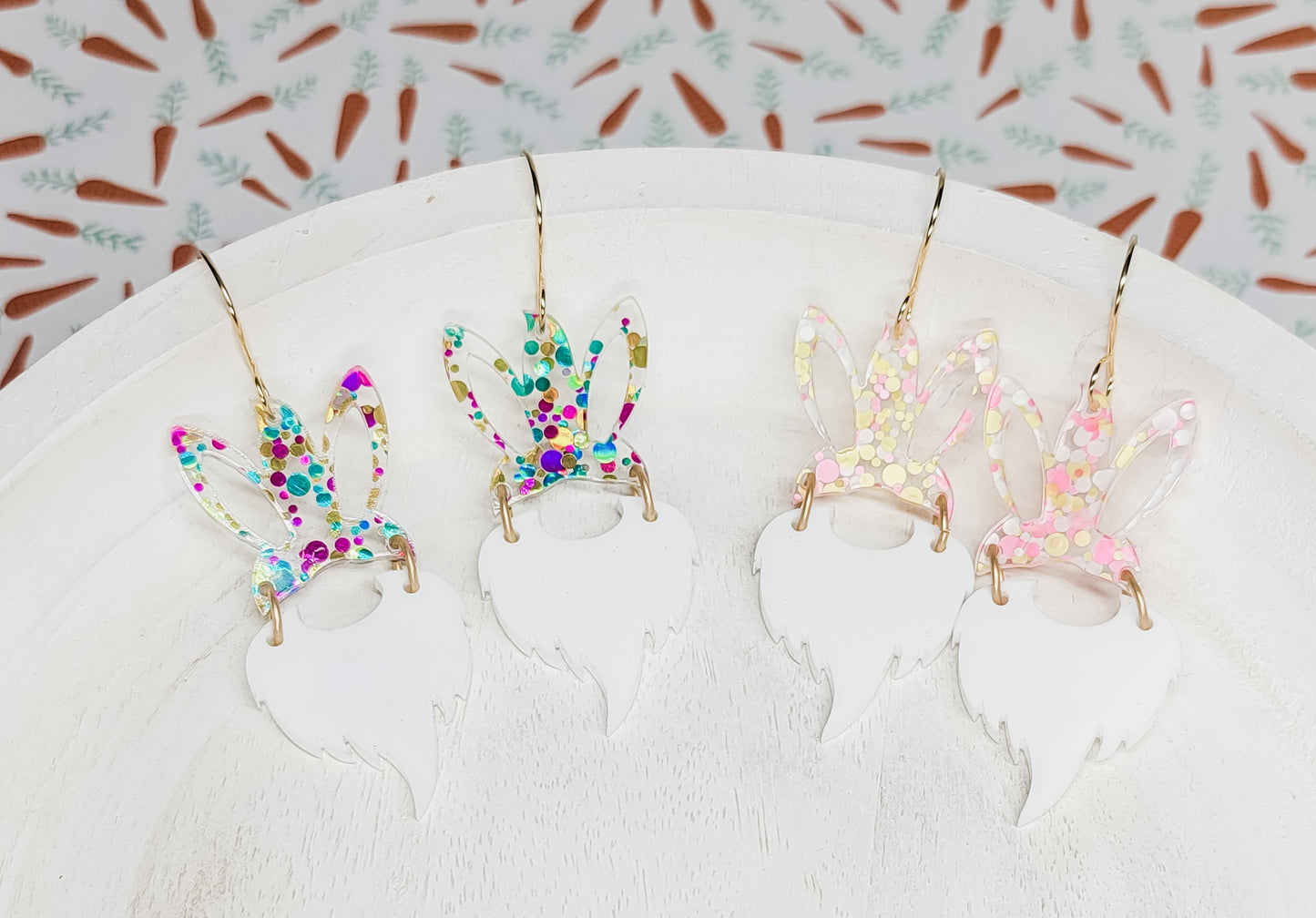 Confetti Gnome Bunny Earrings