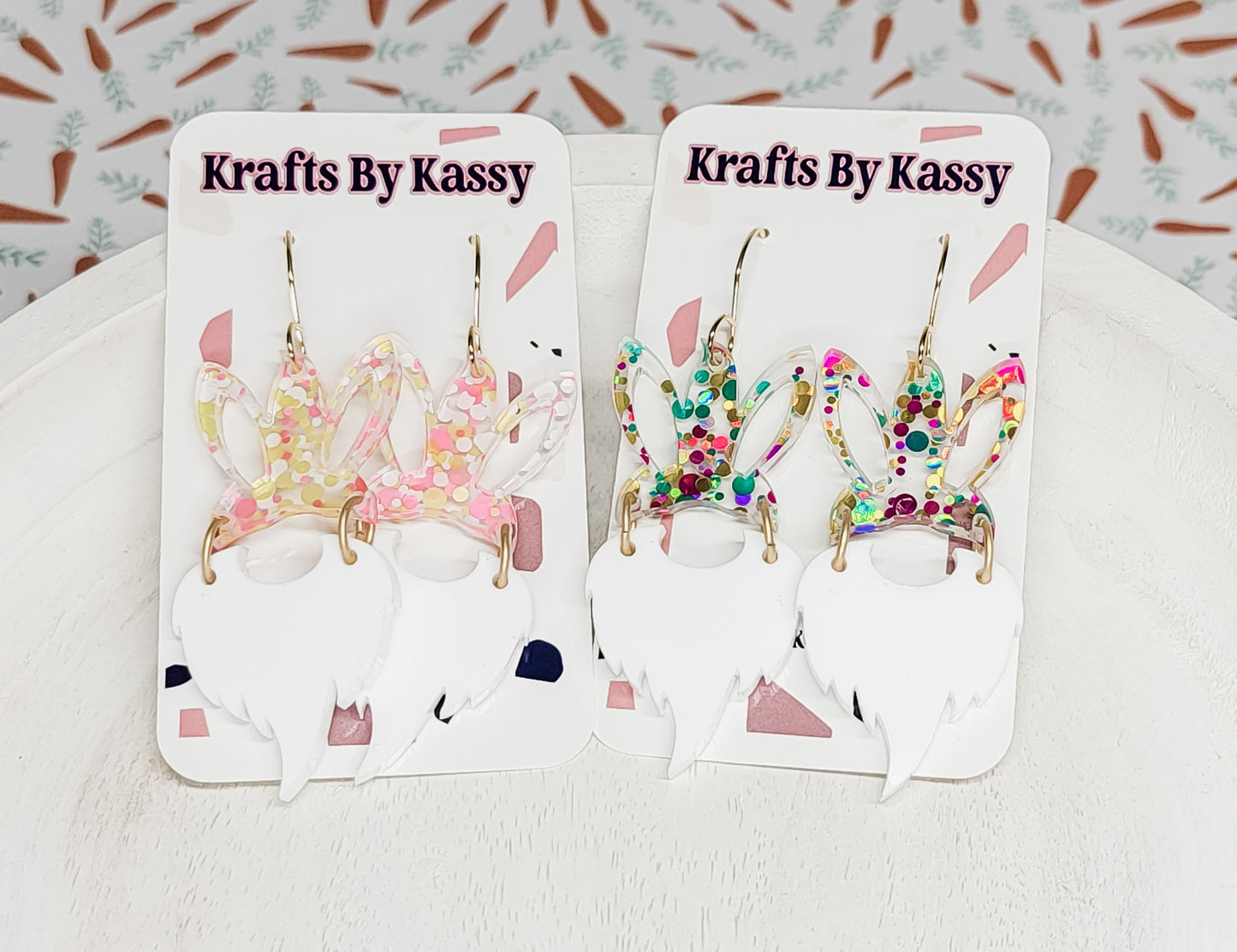 Confetti Gnome Bunny Earrings