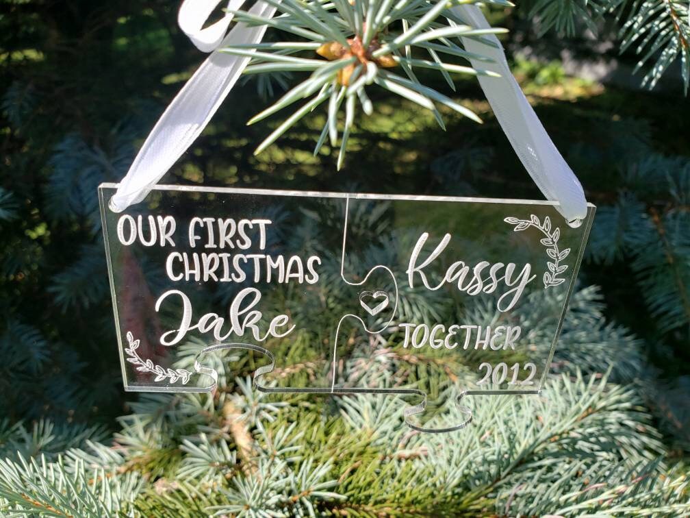 Personalized Puzzle Piece Ornament, First Christmas Together Ornament, 2020, Christmas Ornament, Xmas Gift, Just Married, Anniversary Gift