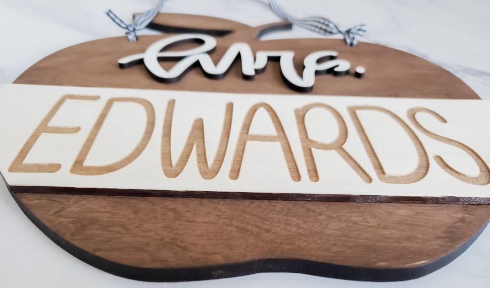 Raised Letter Teacher Apple Sign, Classroom Decor, Teacher Appreciation Gift, Teacher Name Sign, End of Year Teacher Gift, Educator Gift