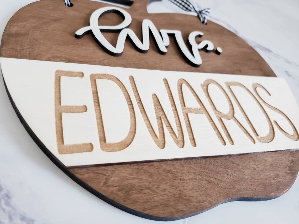 Raised Letter Teacher Apple Sign, Classroom Decor, Teacher Appreciation Gift, Teacher Name Sign, End of Year Teacher Gift, Educator Gift