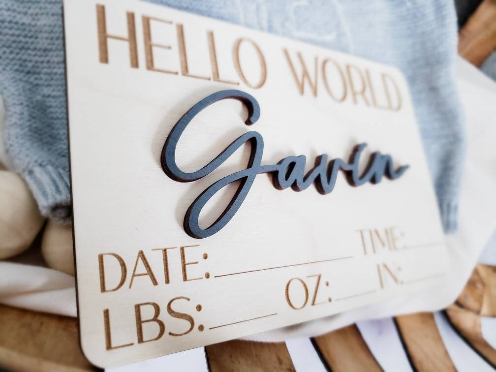 Birth Announcement Sign, Baby Name Announcement Stats Plaque, Hospital Baby Sign, Newborn Photo Prop, Engraved Baby Sign, Baby Shower Gift