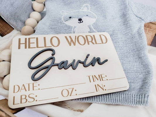 Birth Announcement Sign, Baby Name Announcement Stats Plaque, Hospital Baby Sign, Newborn Photo Prop, Engraved Baby Sign, Baby Shower Gift