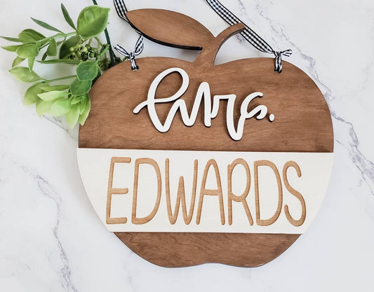 Raised Letter Teacher Apple Sign, Classroom Decor, Teacher Appreciation Gift, Teacher Name Sign, End of Year Teacher Gift, Educator Gift