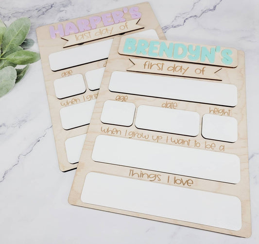 First Day of School Sign, Reusable Back to School Photo Prop, Personalized Interchangeable Sign, Last Day of School Sign