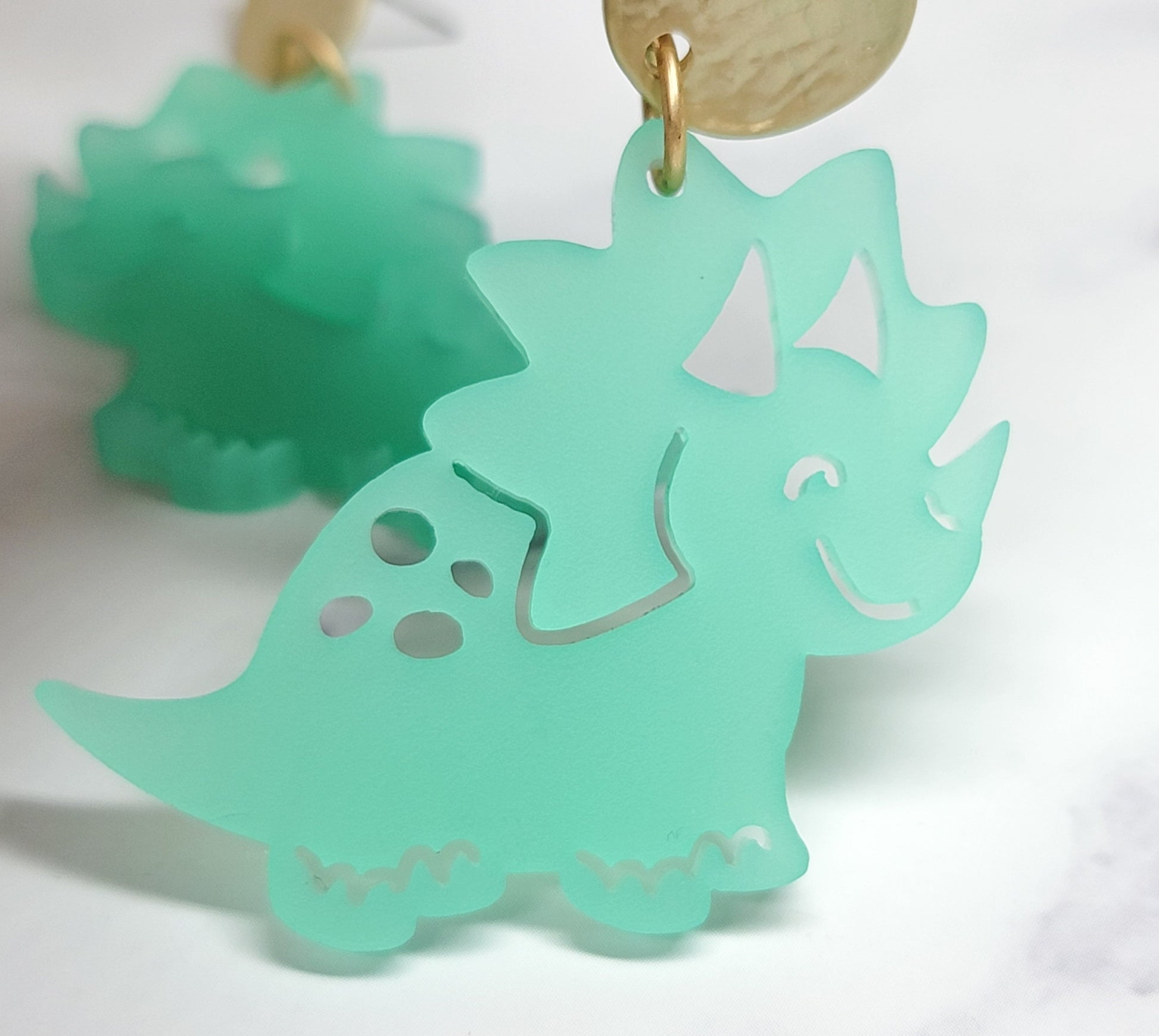 Triceratops Earrings, Dino Earrings, Acrylic Dinosaur Earrings, Statement Earrings, Dino Lover Gift, Dino Mama