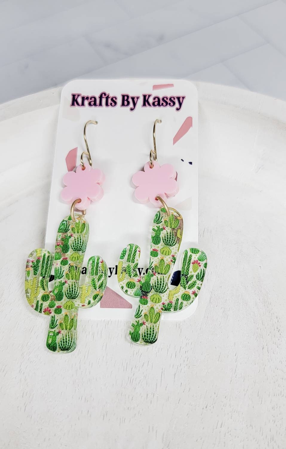 Cactus Acrylic Earrings, Floral Jewelry, Western Themed Designs, Summer Dangles