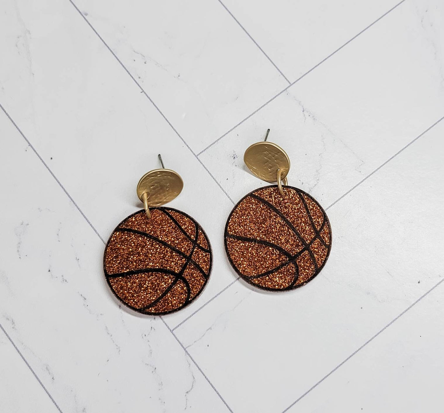 Basketball Earrings, Sports Jewelry, Statement Acrylic Earrings, Basketball Acrylic Dangles, Sports Mama Gift