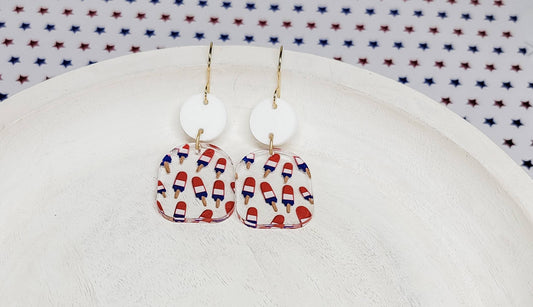 Popsicle Earrings, Patriotic Jewelry, Flag Dangles, 4th of July Earrings, Patriotic Statement Earrings