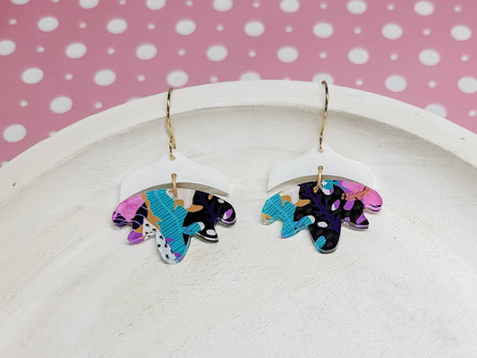 Tropical Floral Earrings, Summer Accessory, Statement Acrylic Earrings, Flower Jewelry, Fun Earrings