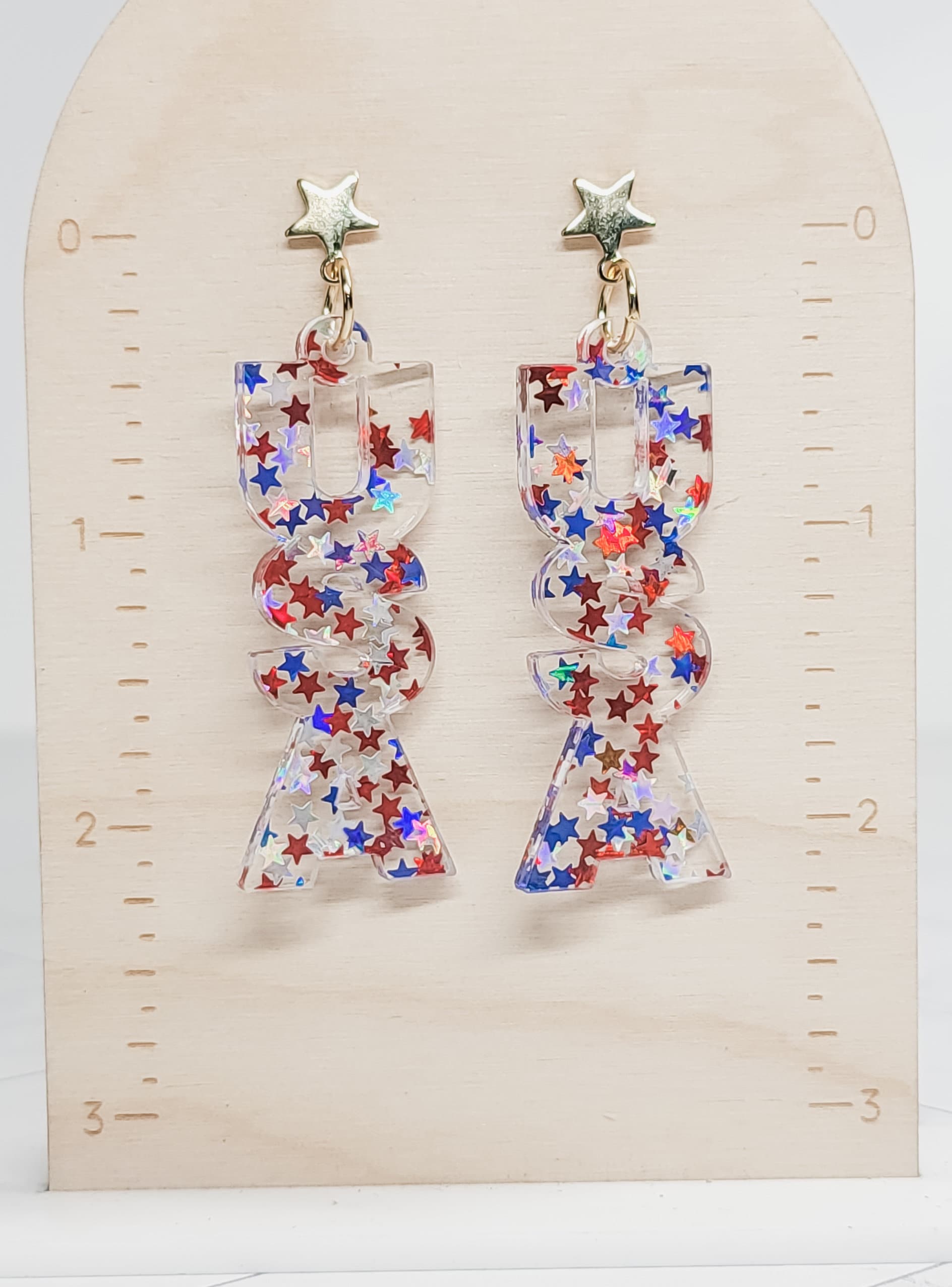 USA Star Earrings, 4th Of July Accessories, American Flag Jewelry, Patriotic Jewelry, USA Jewelry, Patriotic Statement Earrings, Stars