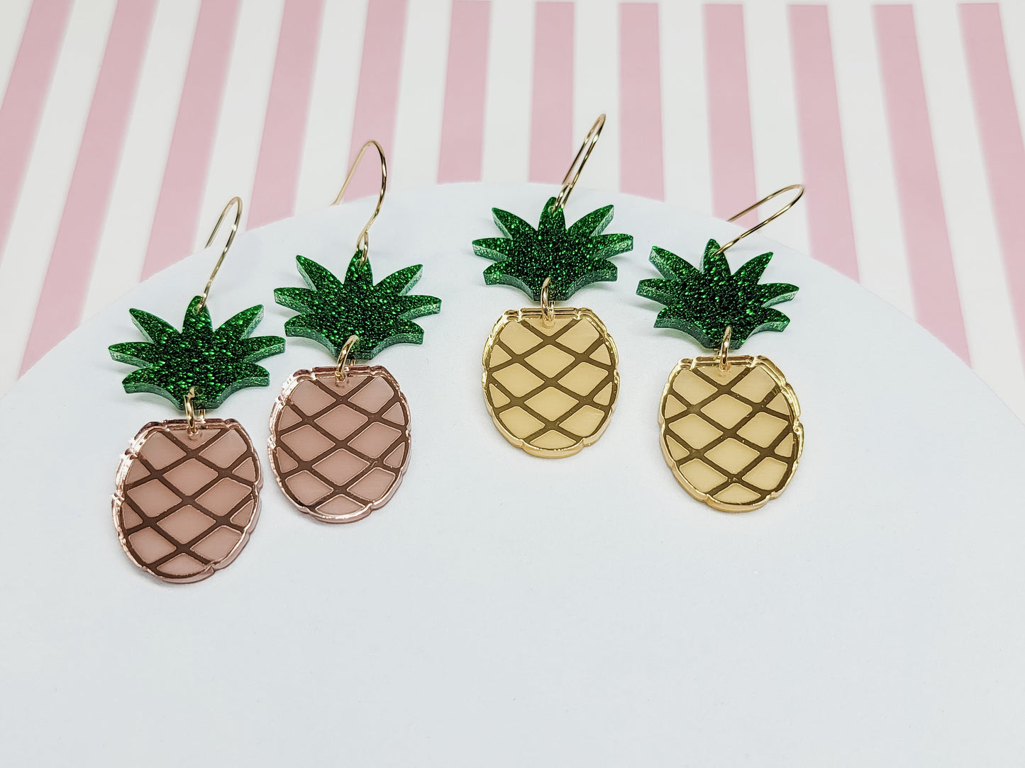 Pineapple Acrylic Earrings, Summer Jewelry, Fruit Earrings, Glitter Pineapple Earrings, Tropical Accessories