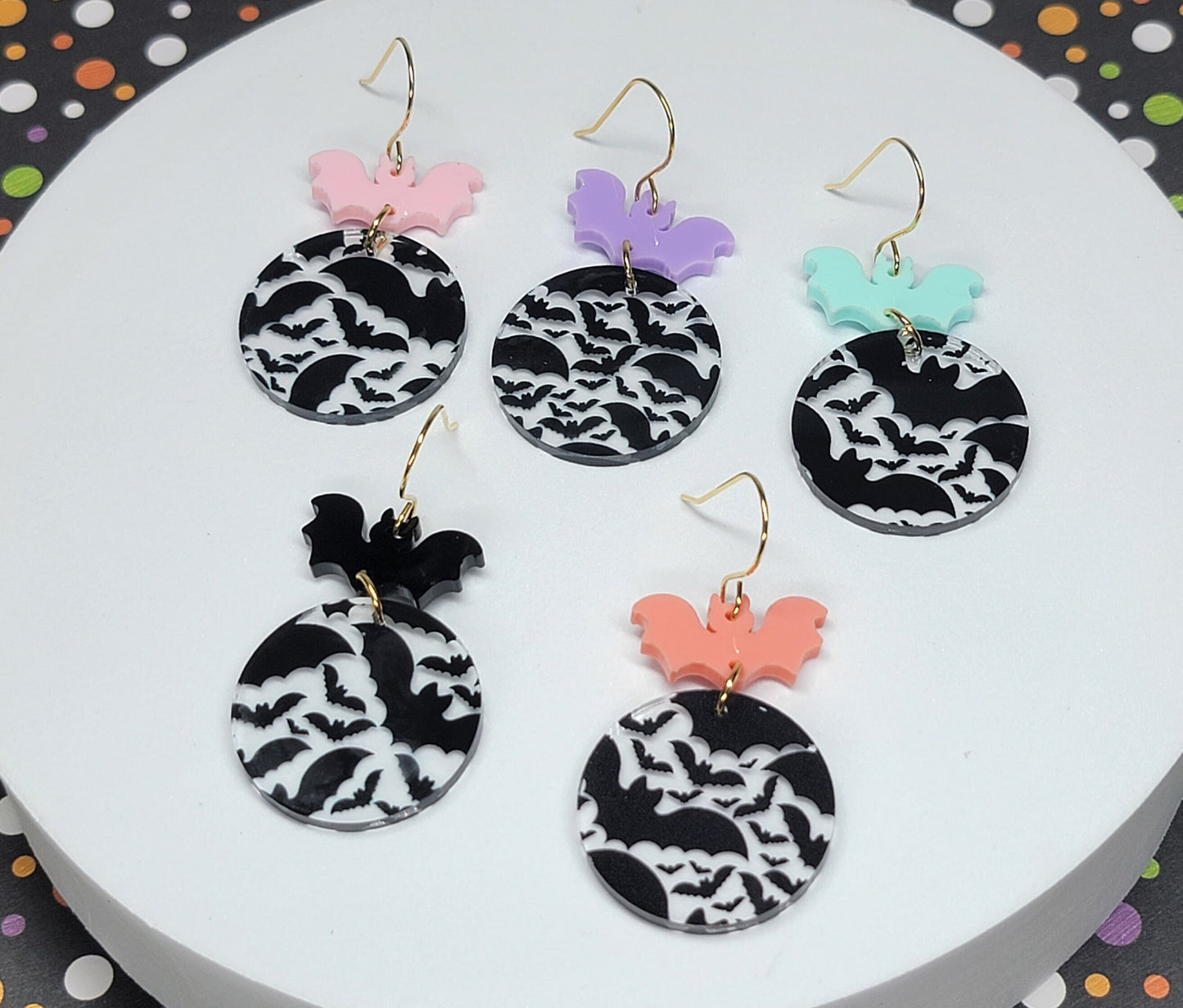 Pastel Bat Earrings, Acrylic Bat Earring, Halloween Earrings, Statement Earrings, Fall Jewelry, Halloween Lover Gift, Bat Jewelry