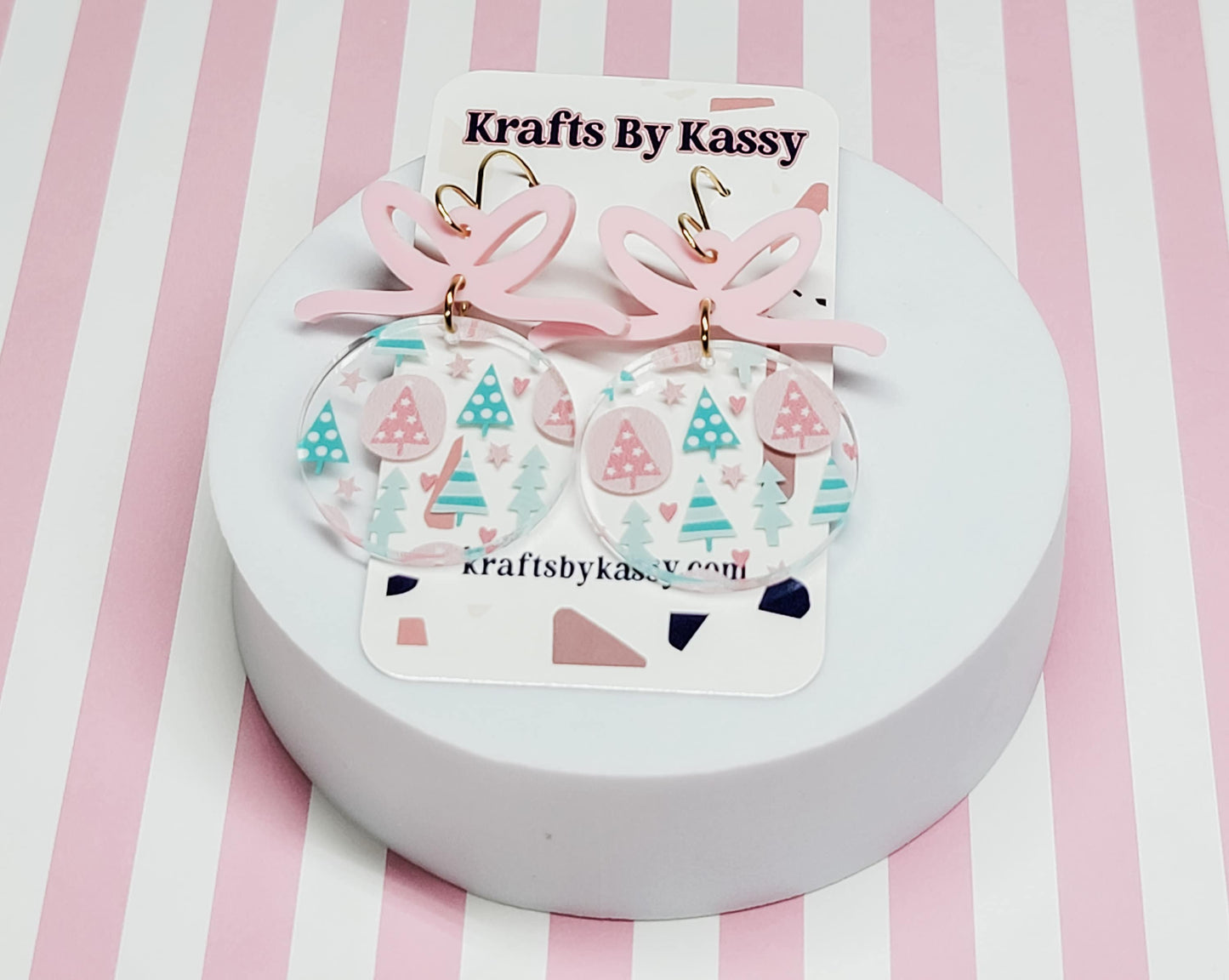 Christmas Tree Earrings, Christmas Jewelry, Holiday Winter Accessories, Statement Acrylic Earrings, Acrylic Earrings, Pastel Christmas