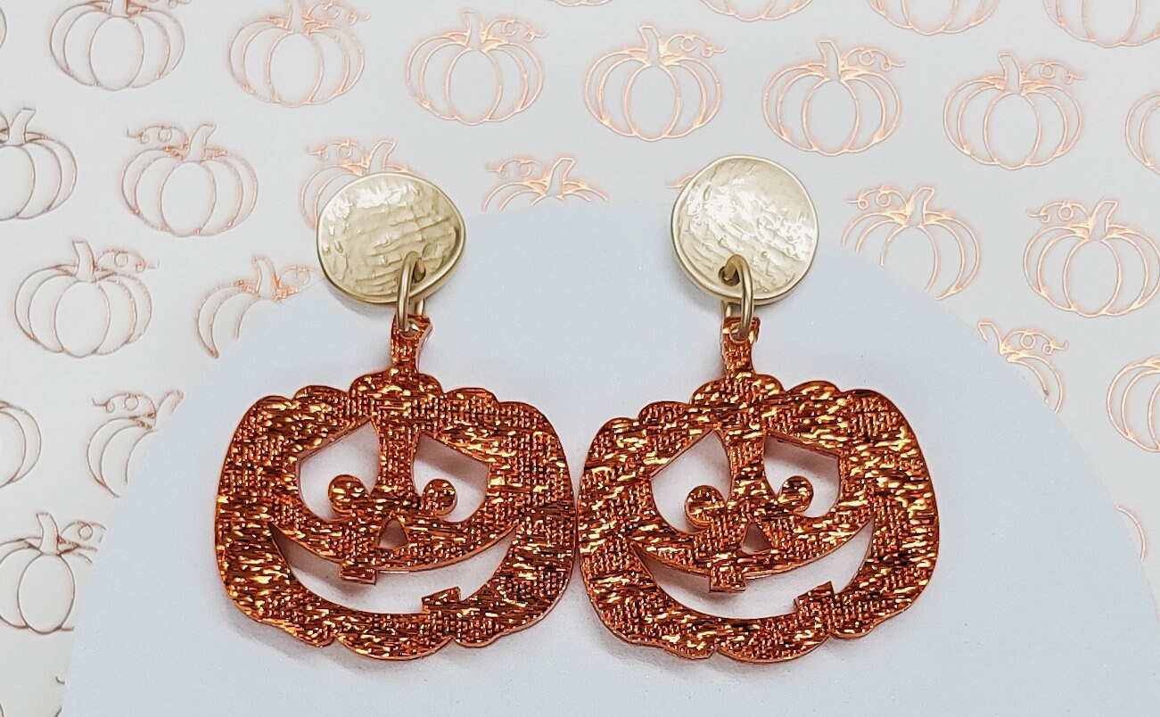 Glitter Pumpkin Dangle Earrings, Halloween Earrings, Pumpkin Accessory, Statement Earrings, Fall Jewelry, Halloween Lover Gift, Acrylic