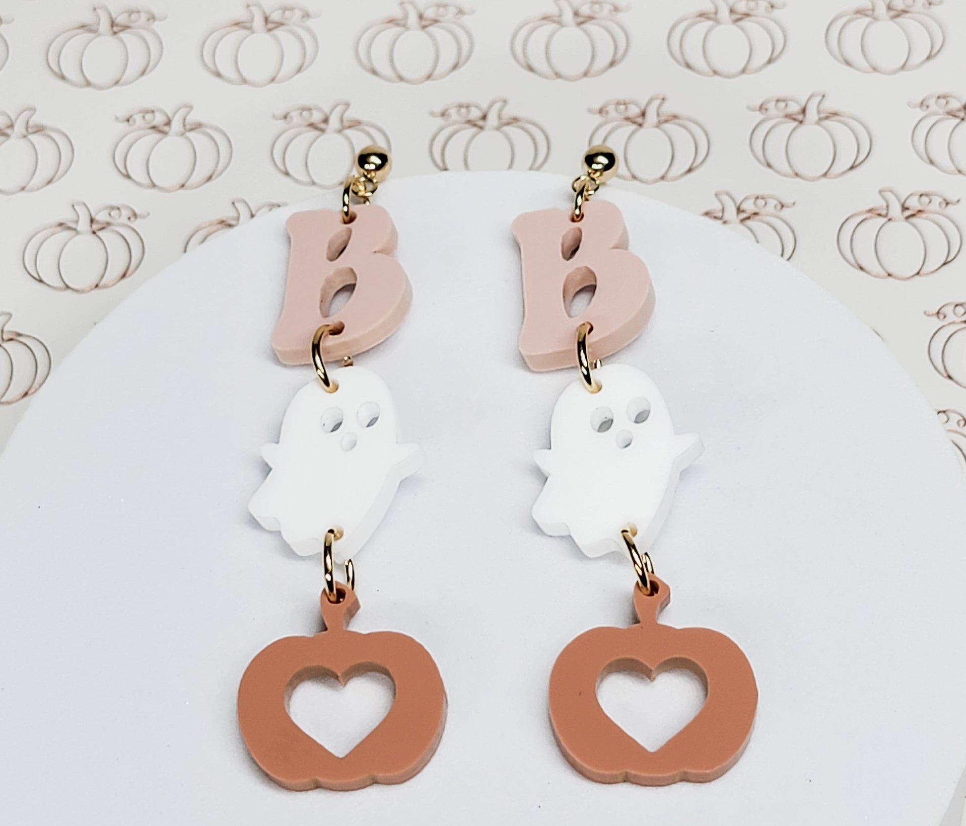 Stacked Pumpkin Earrings, Halloween Earrings, Acrylic Pumpkin Earrings, Statement Earrings, Fall Jewelry, Halloween Lover Gift