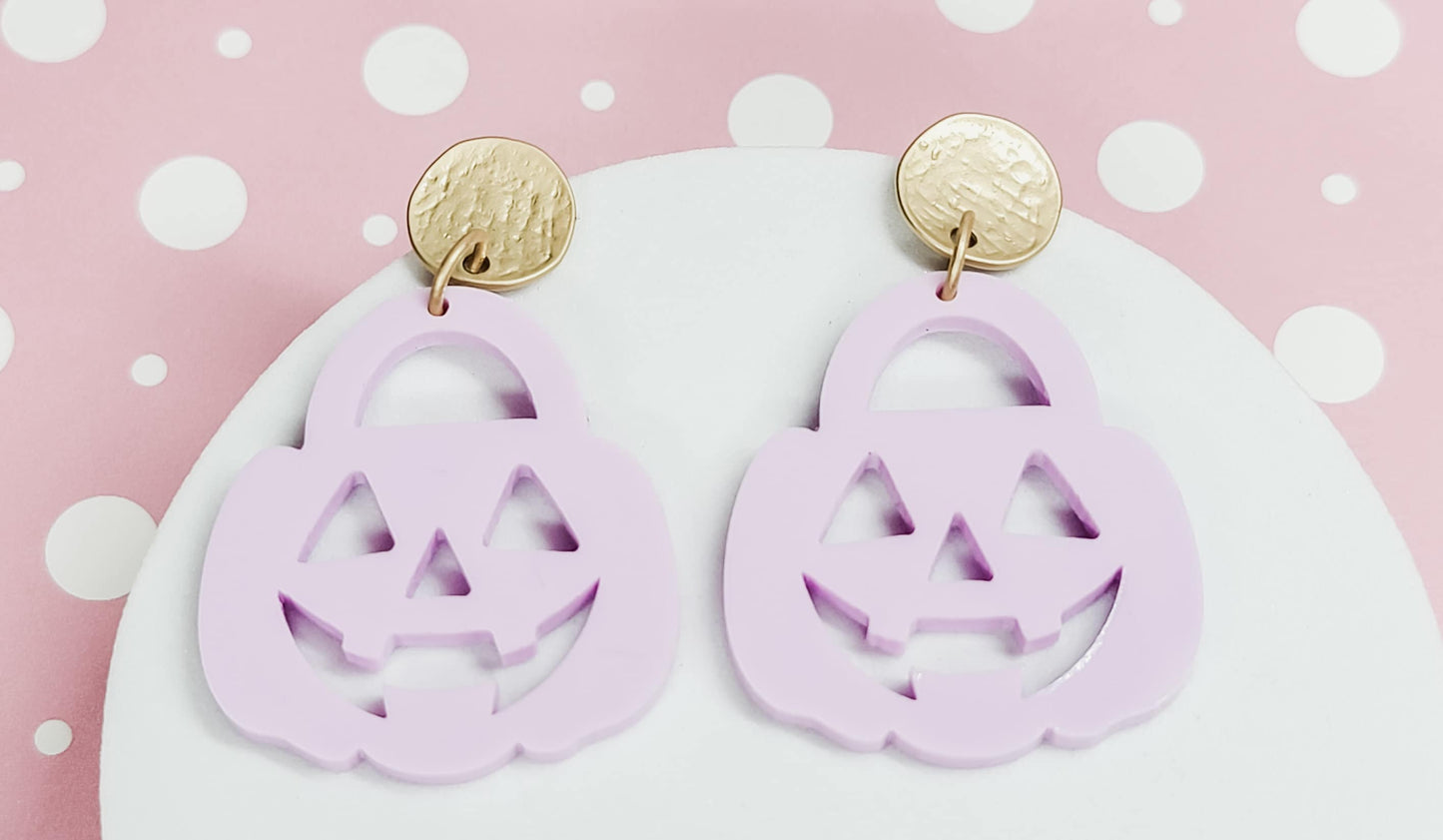 Pumpkin Bucket Earrings, Jack O' Lantern Candy Bucket Earring, Halloween Jewelry, Pumpkin Accessory, Candy Earring, Pastel Jewelry