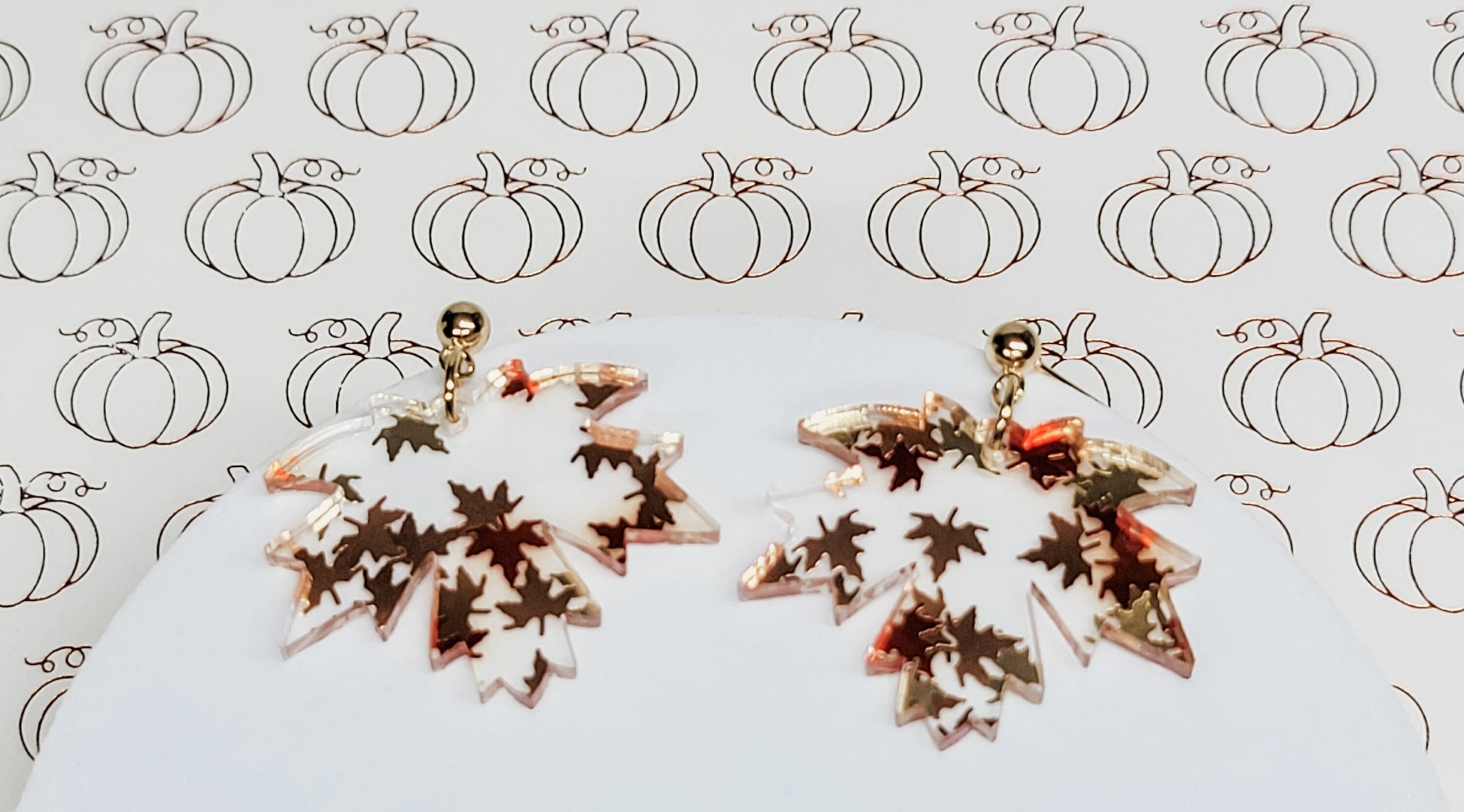 Maple Leaf Earrings, Mini Leaf Dangle, Fall Glitter Earrings, Thanksgiving Ball Studs, Leaf Jewelry