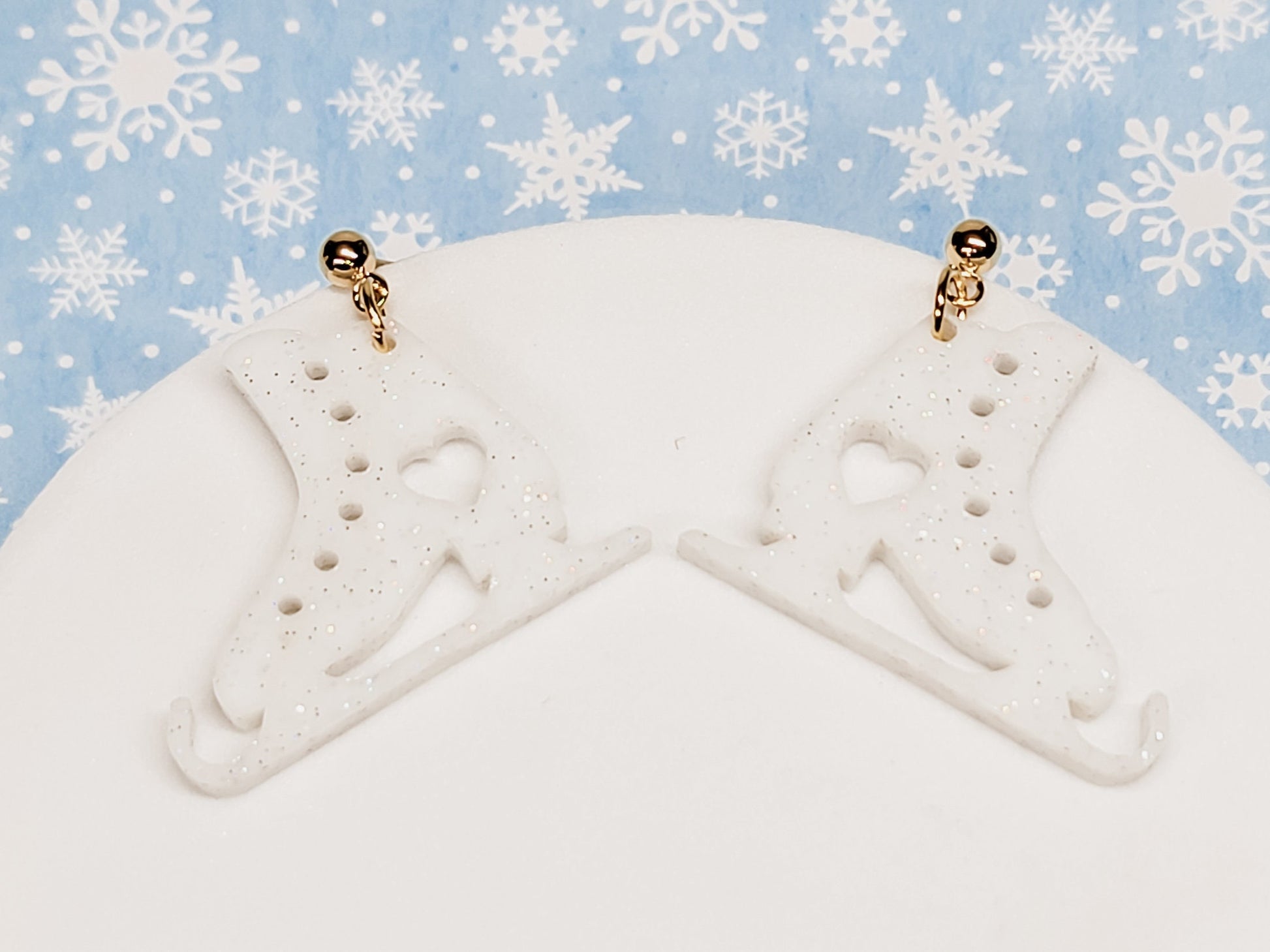 Ice Skate Acrylic Earrings, Holiday Winter Accessories, Christmas Jewelry, Ice Skating Charm