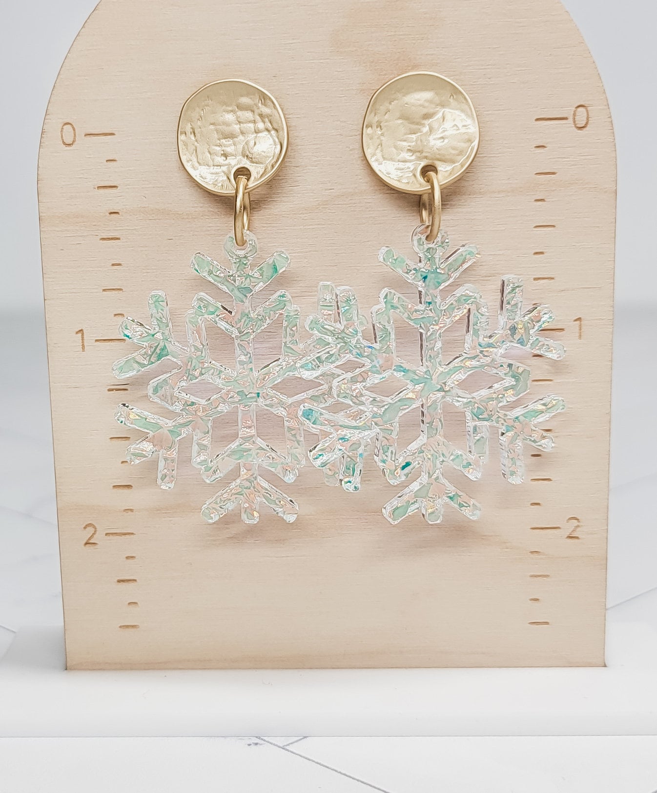 Iridescent Snowflake Earrings, Christmas Earrings, Winter Accessories, Statement Acrylic Earrings, Snowflake Earring, Snowflake Jewelry