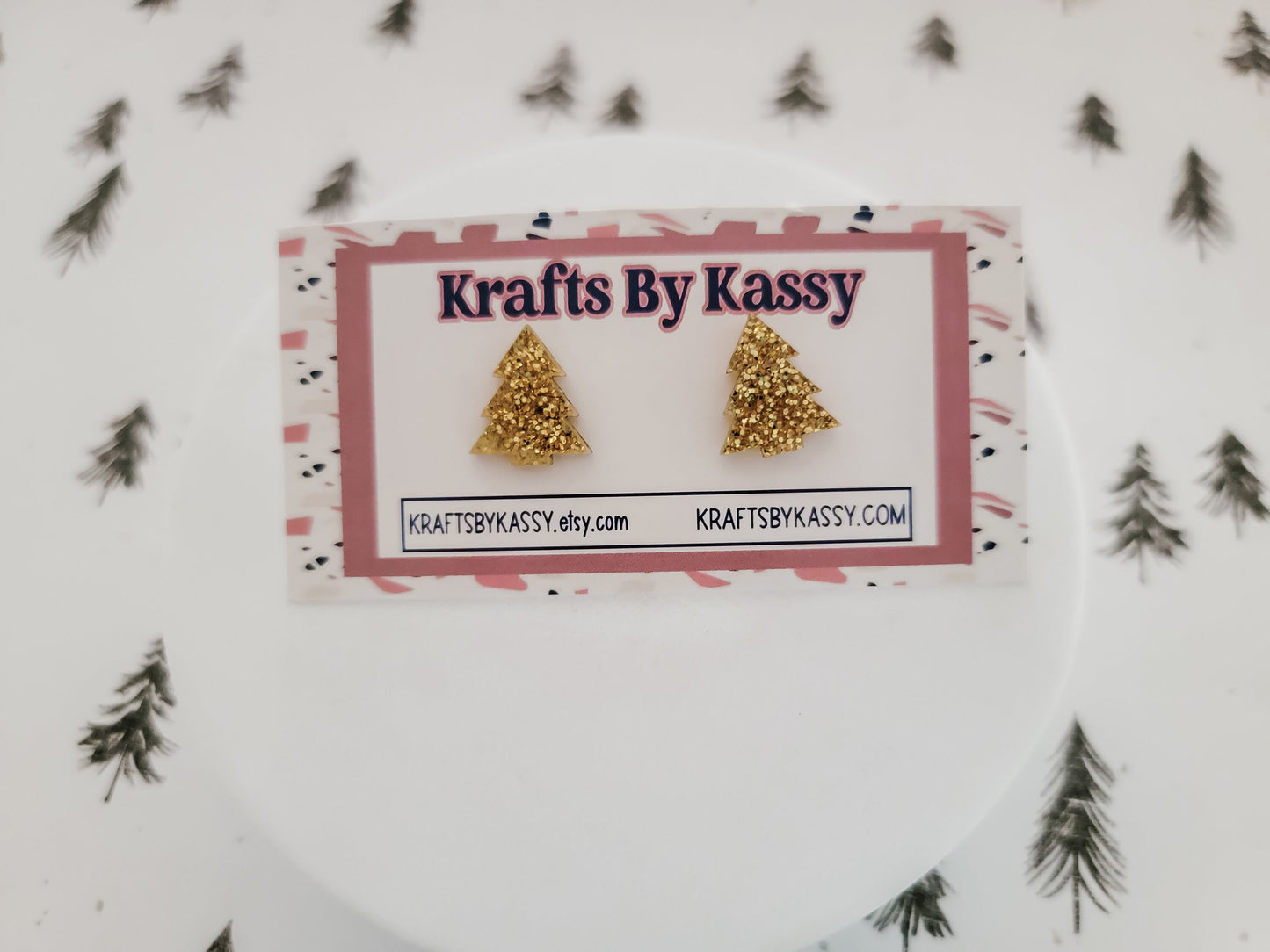 Christmas Tree Studs, Tree Earrings, Holiday Winter Accessories, Statement Acrylic Earrings, Christmas Acrylic Earrings, Glitter Tree Studs