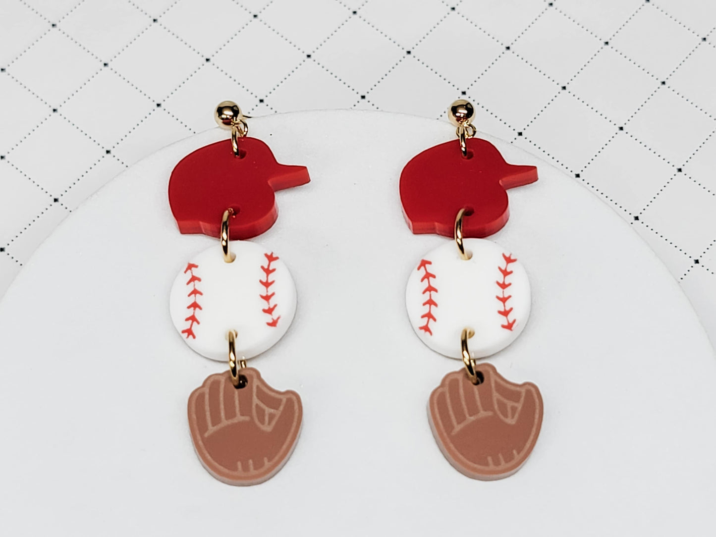 Baseball Earrings, Sports Jewelry, Statement Acrylic Earrings, Baseball Trio, Acrylic Dangles, Sports Mama Gift